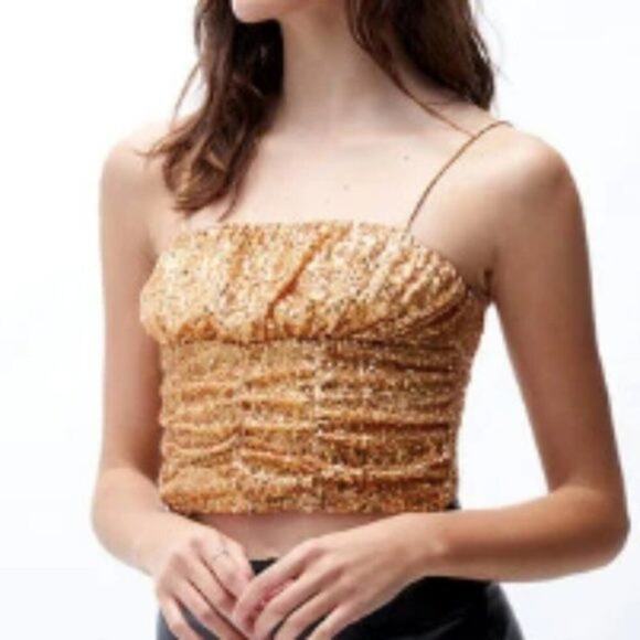 Free People Ta Da Top Gold L - Picture 1 of 10